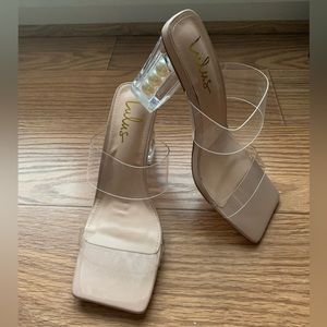NWT Lulus Azaleana White Clear Vinyl Pearl High Heel Sandals